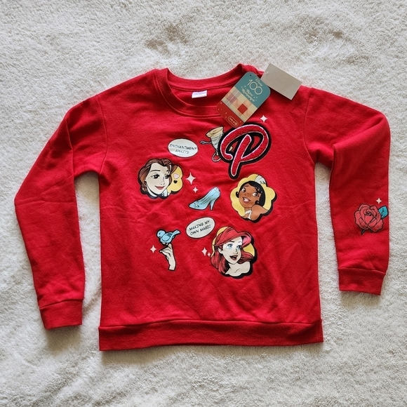 Disney Other - NWT Disney 100 Princess Retro Reimagined Patch Fleece Pullover Sweatshirt, L/ 10